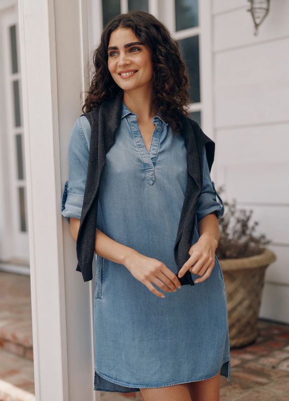 Bella Dahl Long Sleeve A-Line Dress 