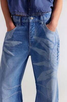 Free People Good Luck Printed Barrel Jean