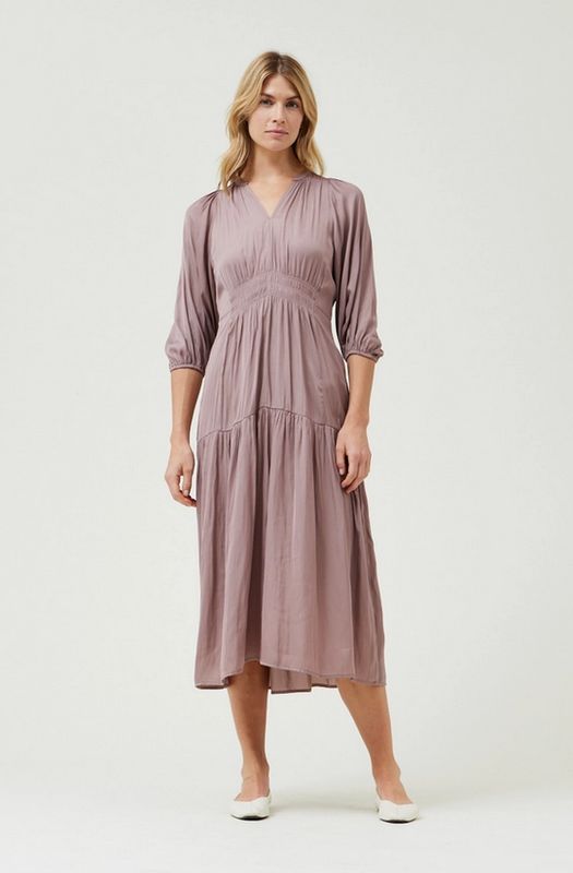 Grade &amp; Gather 3/4 Sleeves Satin Midi Dress