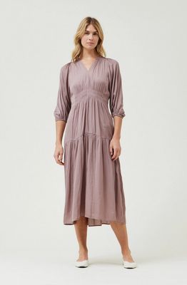 Grade &amp; Gather 3/4 Sleeves Satin Midi Dress