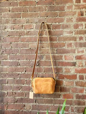 Kingdom Leather Square Crossbody in Natural