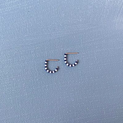 Alice Rise Tiny Huggie in Navy Checker AL24