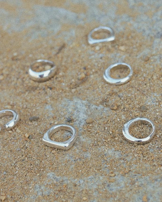 Goldie Jewelry Silver Mudra Ring Size 8 GJ44