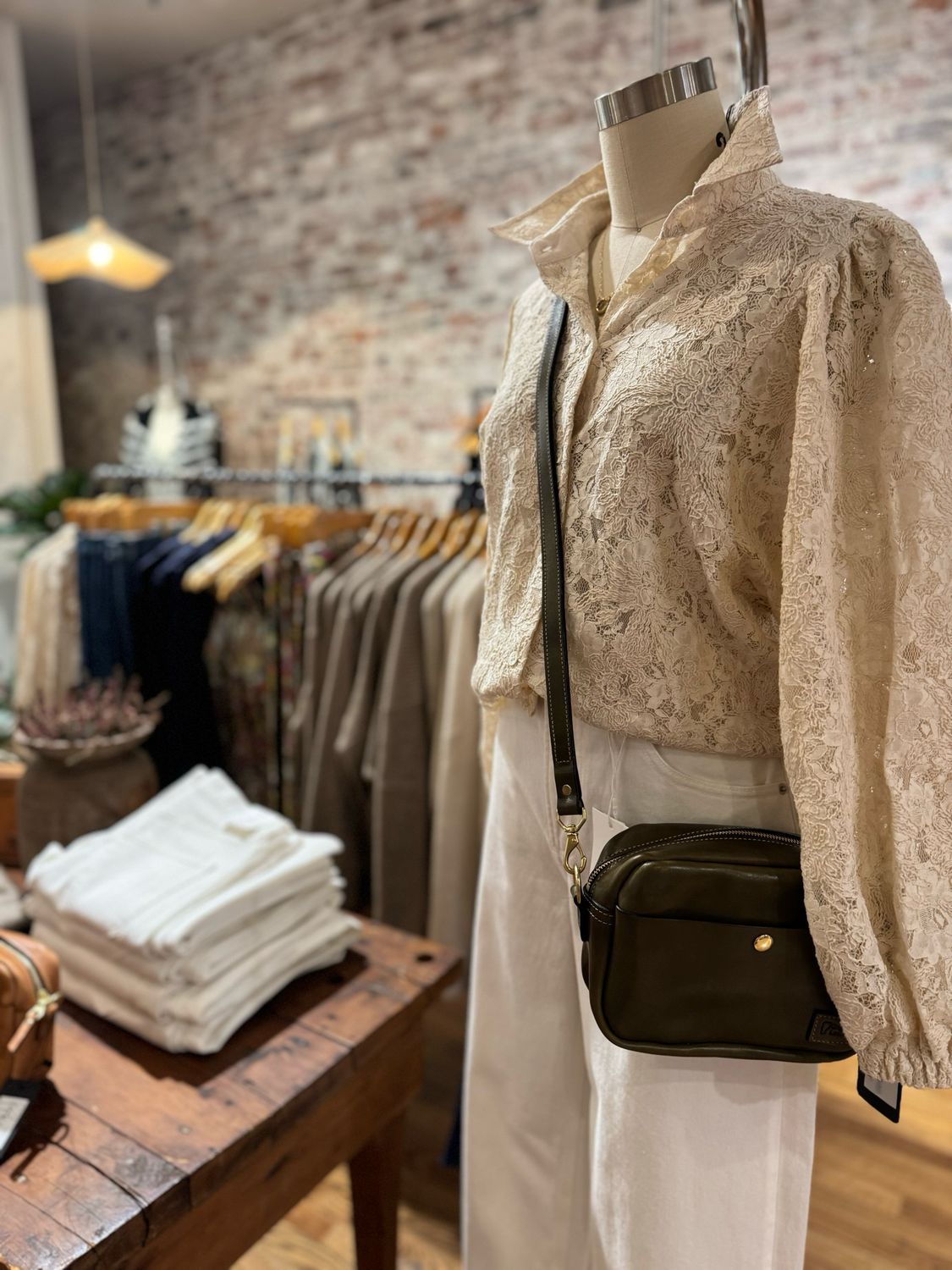 Kingdom Leather Square Crossbody in Olive