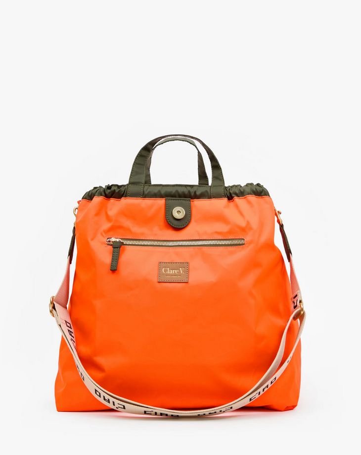 Clare V. Sac Tout Reversible Backpack in Army Recycled Nylon