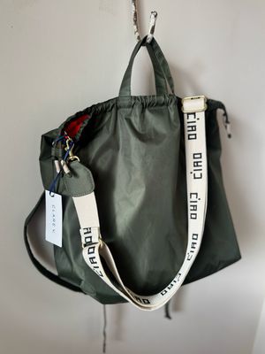 Clare V. Sac Tout Reversible Backpack in Army Recycled Nylon