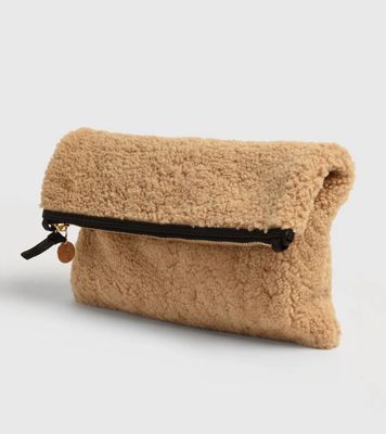 Clare V. Foldover Clutch with Tabs in Café Au Lait