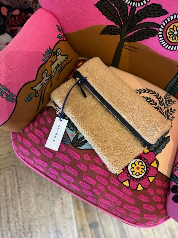 Clare V. Foldover Clutch with Tabs in Café Au Lait