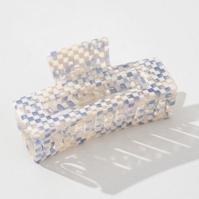 Adorro Blue Sand Checkerboard Rectangle Claw Clip AD121