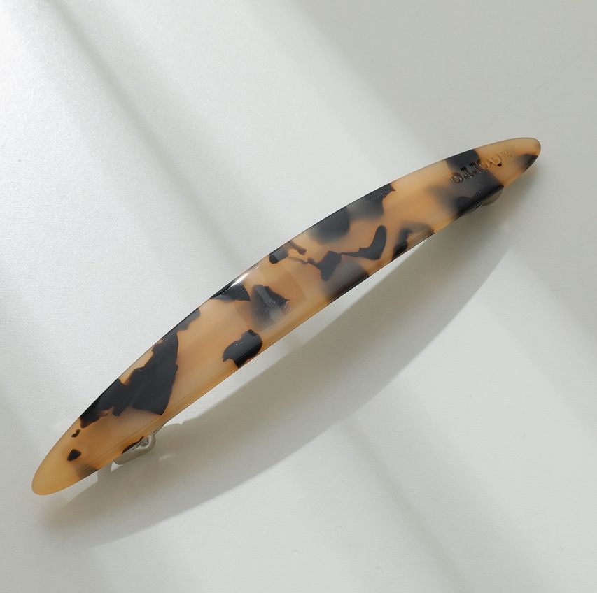 Adorro Aimee Core Oblong Oval French Barrette in Light Tortoise AD124