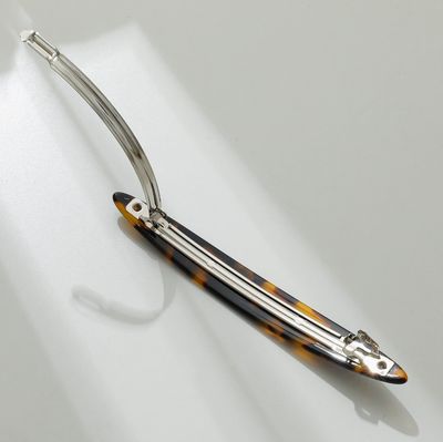 Adorro Aimee Core Oblong Oval French Barrette in Tortoise AD125