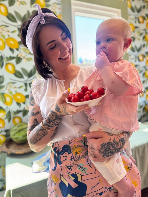 Eloise Et Moi Hand Embroidered Bisous Cotton Bandana in Lilac/Grey EM16