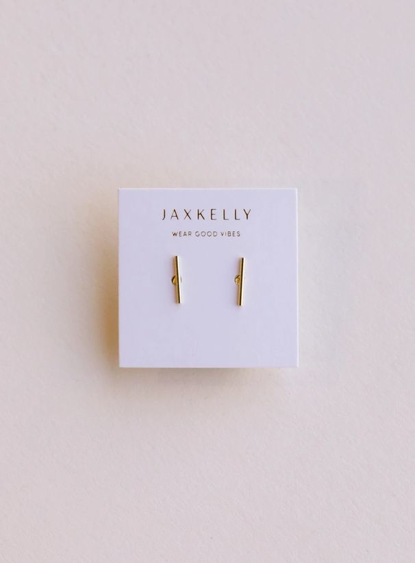 JaxKelly Minimalist Bar Gold Earrings JX58
