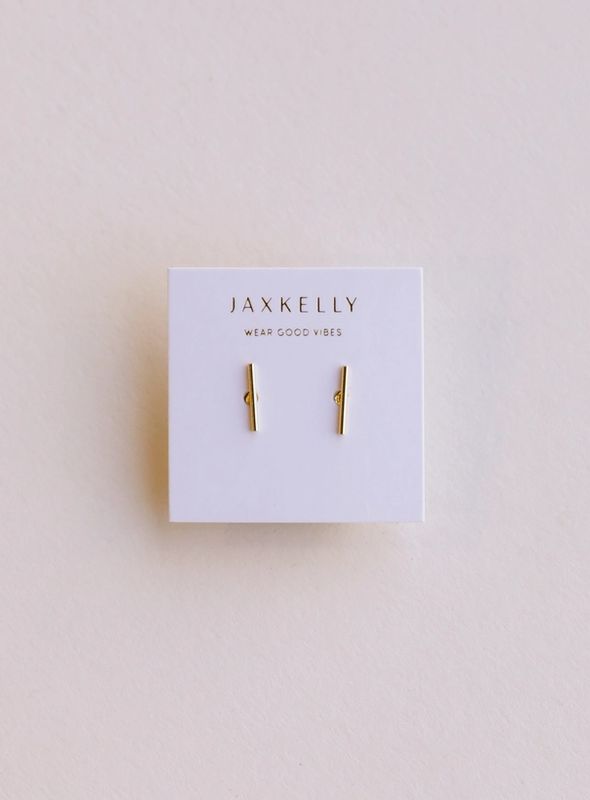 JaxKelly Minimalist Bar Gold Earrings JX58