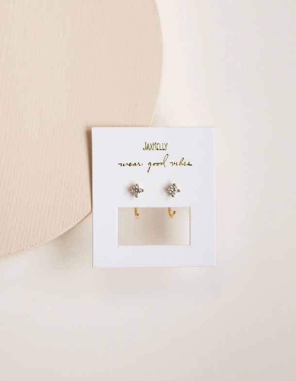 Jax Kelly CZ Huggies White Gold Earrings JX57