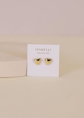 Jax Kelly Puffed Gold Heart Earrings JX59