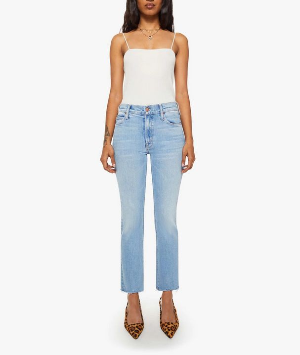 Mother Lil Mid Rise Dazzler Ankle Fray in Blessing in Disguise