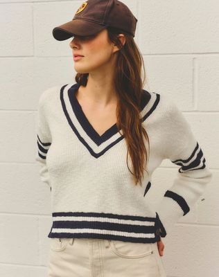 Sundry V-Neck Sweater With Stripe Detail