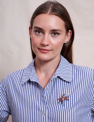 Sundry Oversized Shirt With Embroidery 