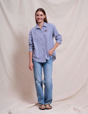 Sundry Oversized Shirt With Embroidery