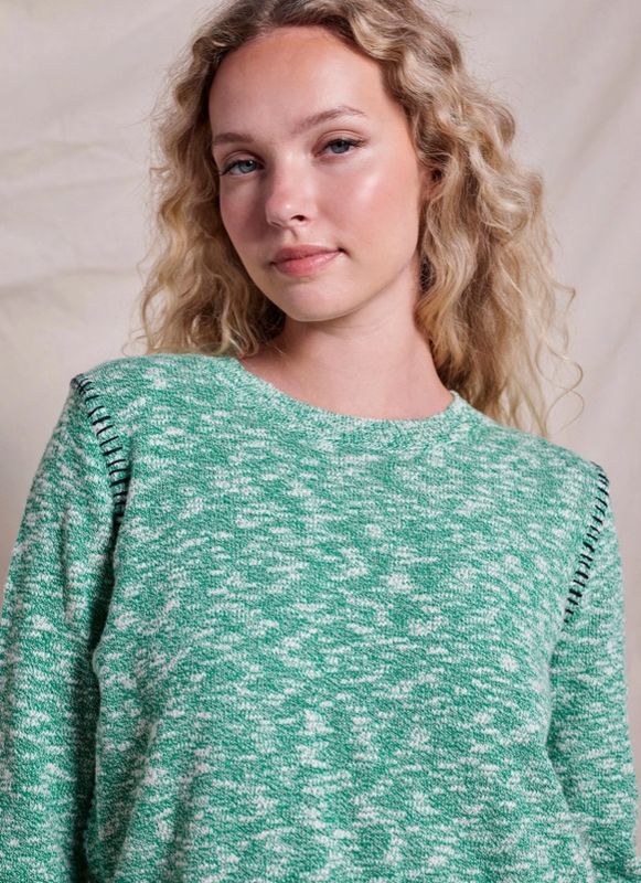 Sundry Baseball Stitch Cotton Slub Crew Sweater