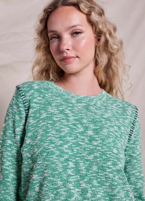 Sundry Baseball Stitch Cotton Slub Crew Sweater