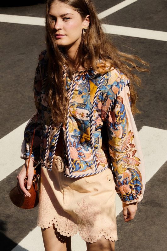 Farm Rio Sea Garden Scarf Buttoned Jacket