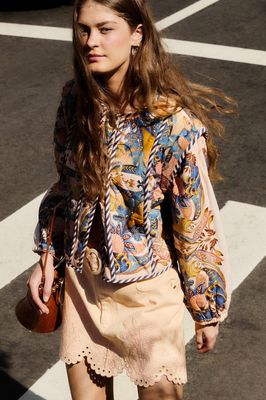 Farm Rio Sea Garden Scarf Buttoned Jacket