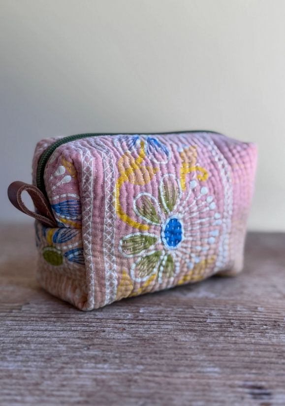 Belle's Nest Mini Makeup Zip Pouch In Yellow Floral BN3