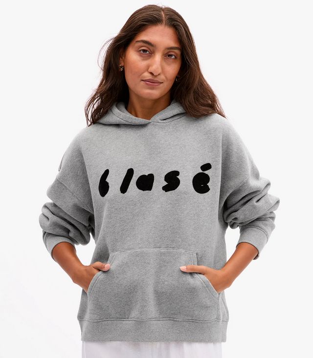 Clare V. Le Boxy Hoodie Flocked Blase