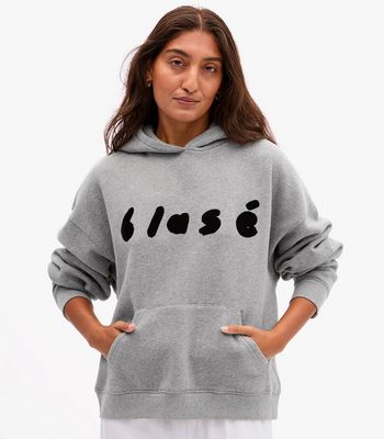 Clare V. Le Boxy Hoodie Flocked Blase