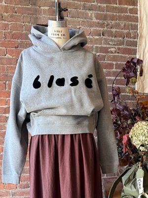 Clare V. Le Boxy Hoodie Flocked Blase