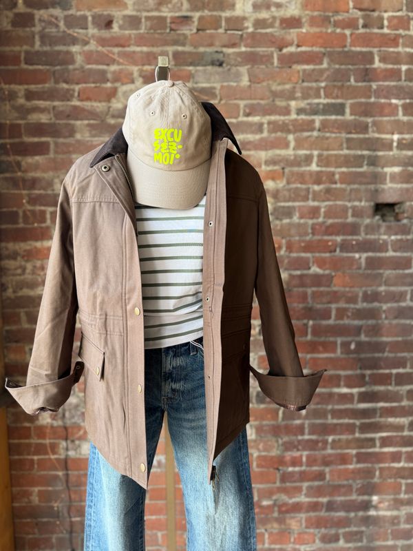 Clare V. Base Ball Hat Excusez Moi in Khaki