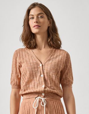 Lilla P Open Stitch V-Neck Cardigan