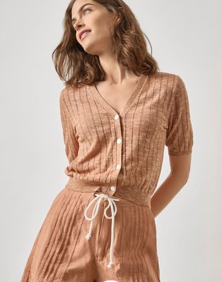 Lilla P Open Stitch V-Neck Cardigan