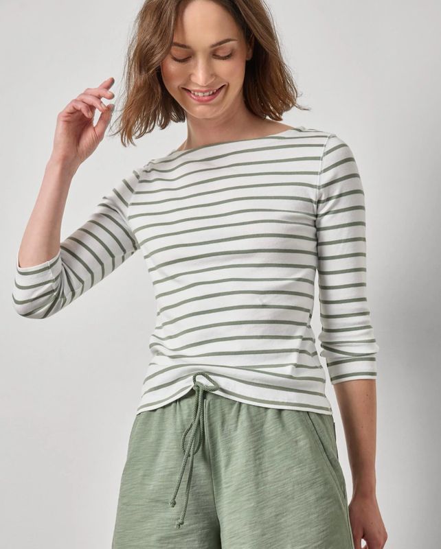 Lilla P Rib Stripe 3/4 Boatneck