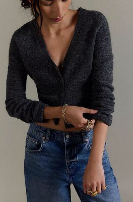 Free People School Girl Cardigan in Charcoal