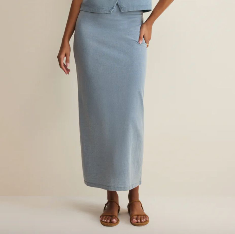 Z Supply Gail Jersey Denim Midi Skirt