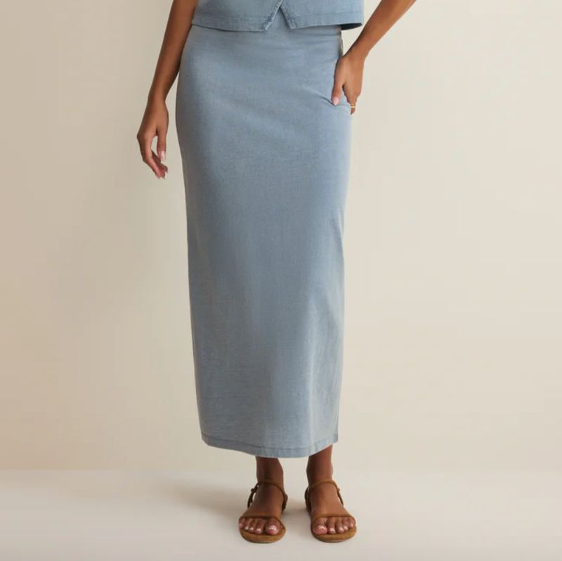 Z Supply Gail Jersey Denim Midi Skirt