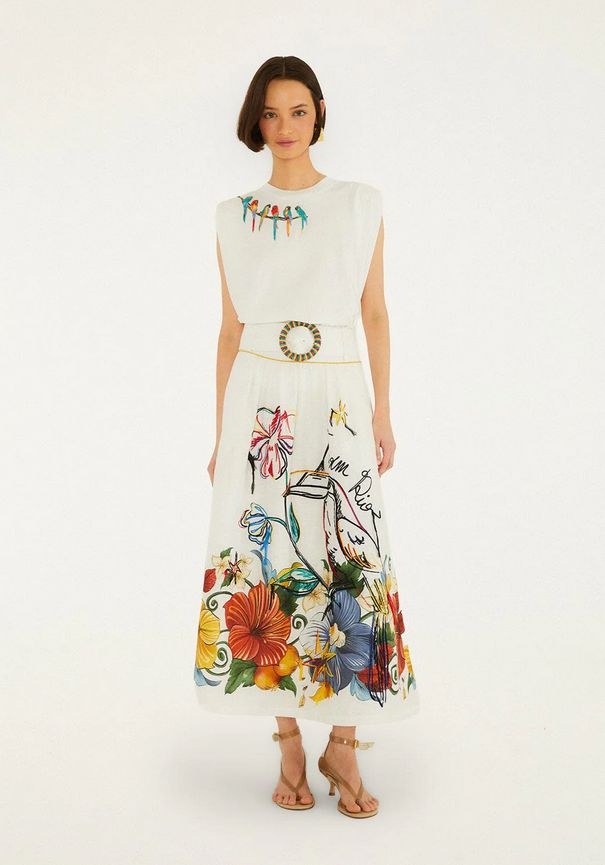 Farm Rio Tropi Off White Maxi Skirt