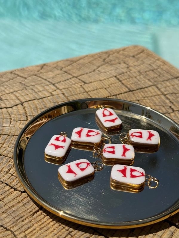 Sha Parle Red Bikini Charm in White Rectangle SH15