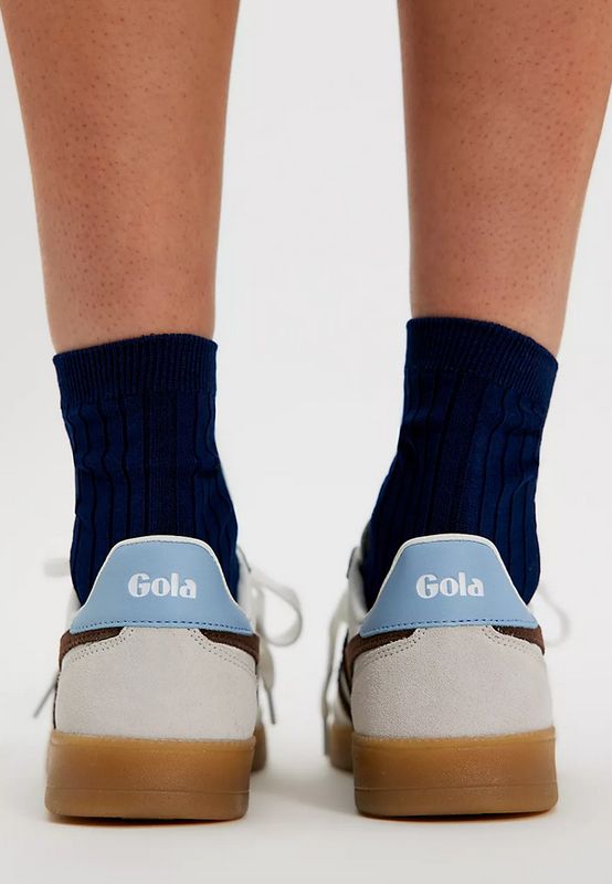 Gola Viper Leather Sneaker in White/Dark Brown/Gum