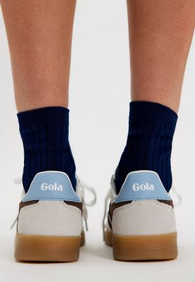 Gola Viper Leather Sneaker in White/Dark Brown/Gum