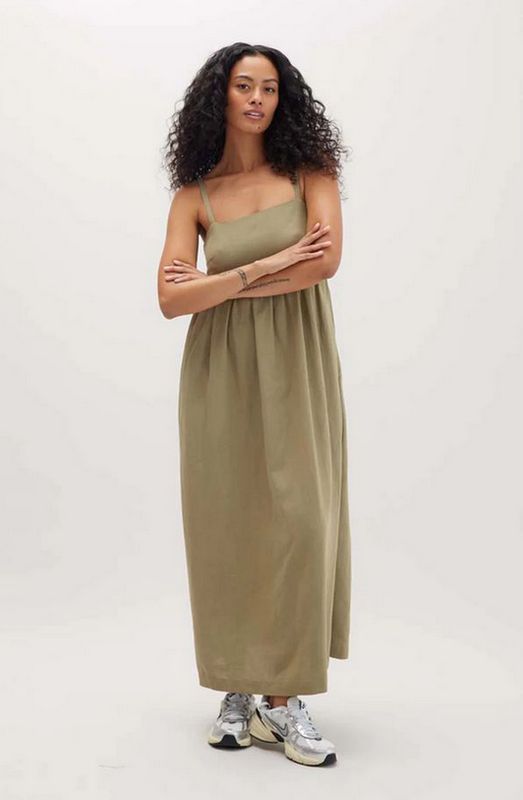 Richer Poorer Linen Maxi Dress in Dried Sage