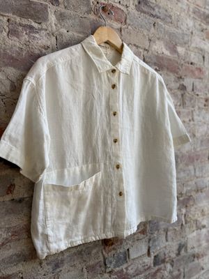 Indi &amp; Cold Camisa Marfil Crop Linen Shirt