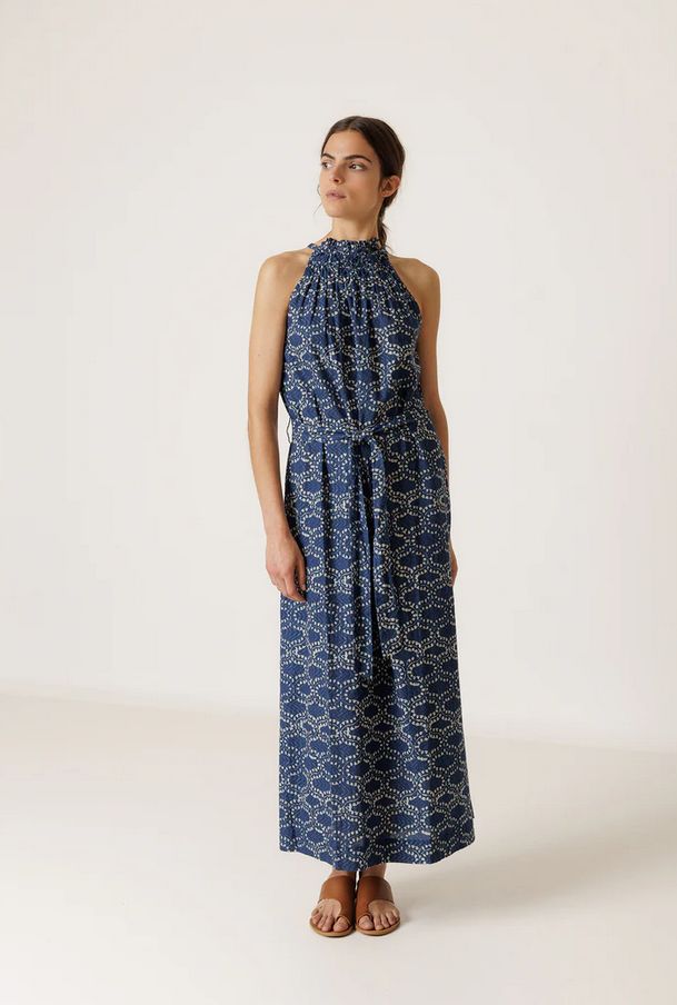 Indi &amp; Cold Vestido Indigo Halter Neck Dress