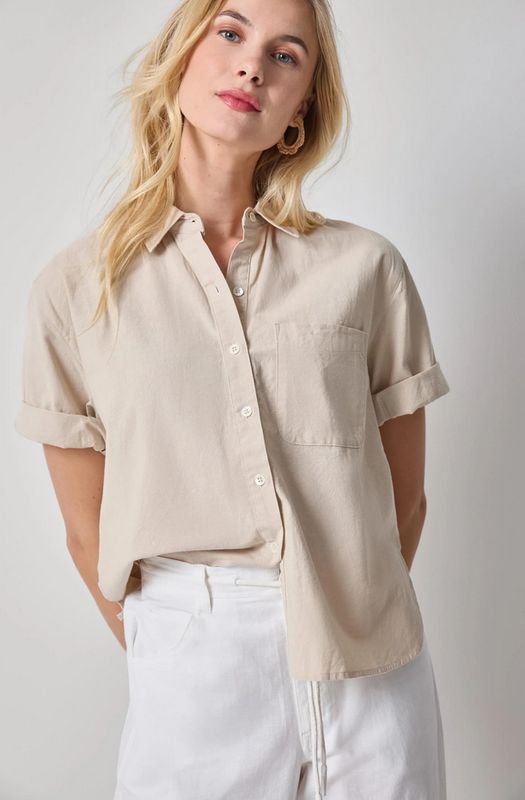 Lilla P Linen Blend Boyfriend Button Down (Two Colors)