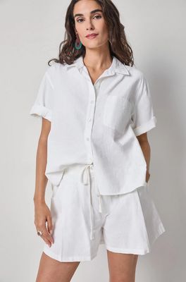 Lilla P Linen Blend Boyfriend Button Down (Two Colors)