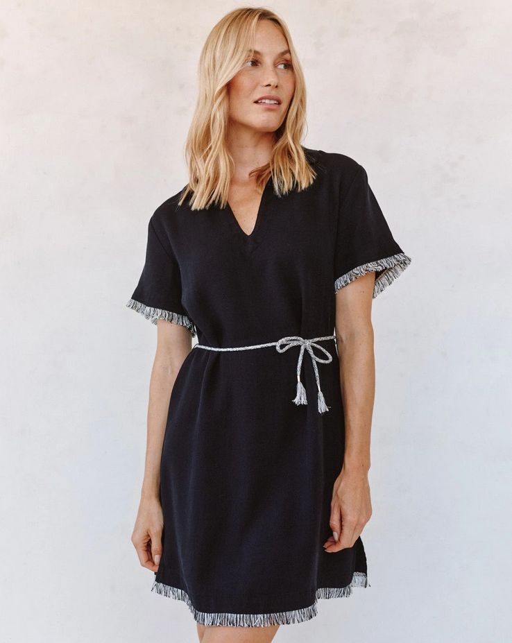Bella Dahl Short Sleeve Fray Edge Mini Dress