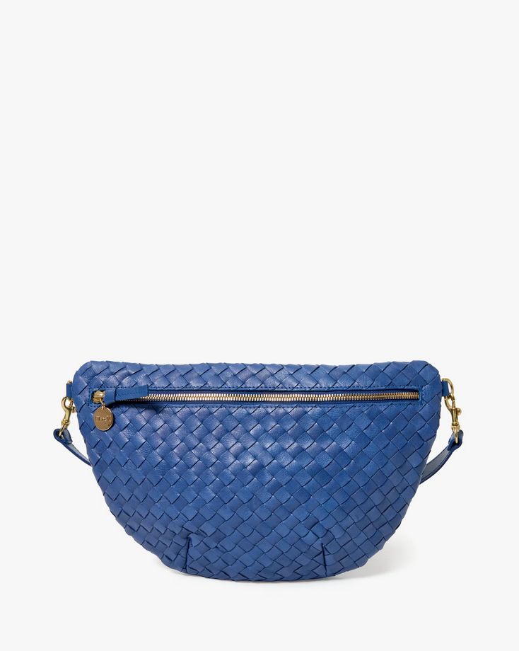 Clare V. Grande Fanny in French Blue Diagonal Woven